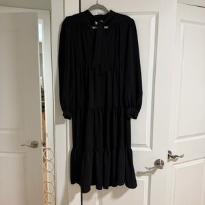 Topshop black tiered midi dress